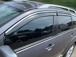 Дефлектори вікон (вітровики) Mitsubishi Outlander XL 2007-2012 з Хром полоскою накладні (DEFL)