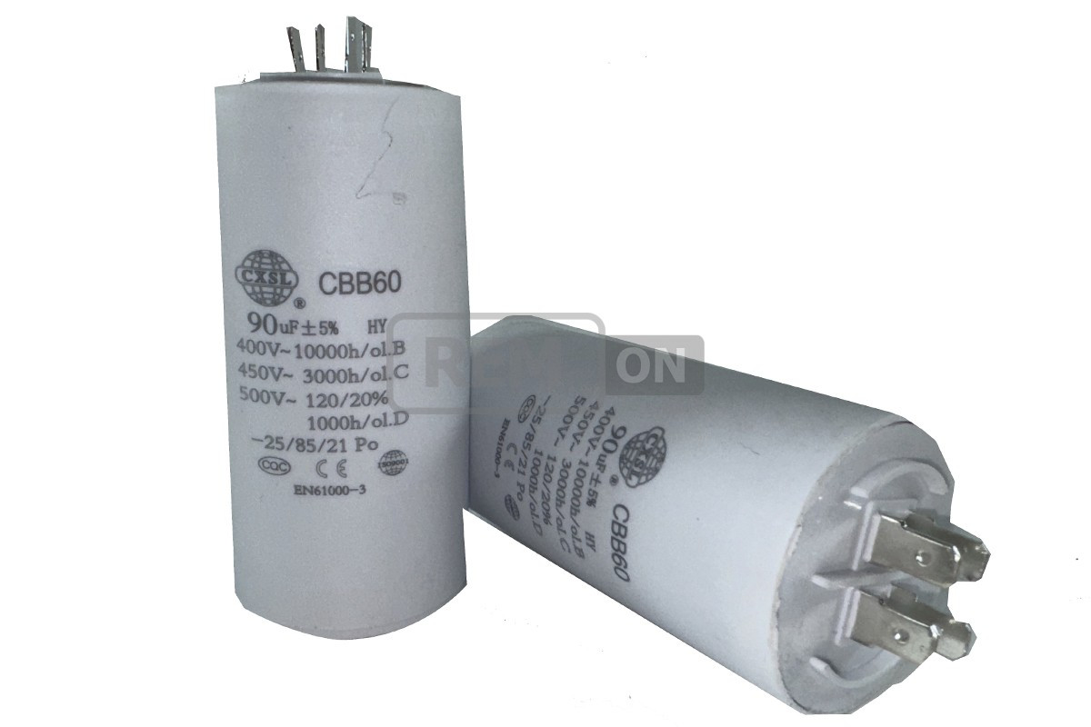 Конденсатор CBB60 90 мкФ 450V, з клемами, фото 1