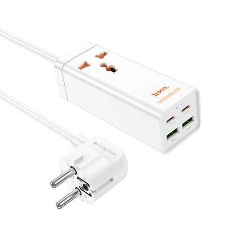 Мережевий подовжувач фільтр HOCO Talent desktop charger AC10A PD65 W (2USB/2Type-C/1 Розетка) White