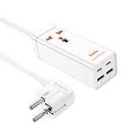 Мережевий подовжувач фільтр HOCO Talent desktop charger AC10A PD65 W (2USB/2Type-C/1 Розетка) White