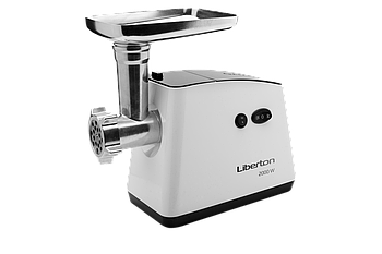 М'ясорубка LIBERTON LMG-20TB01, 2000 Вт, продуктивність 1,4 кг/хв. функція реверс, аксесуари 7шт, колір білий+чорний