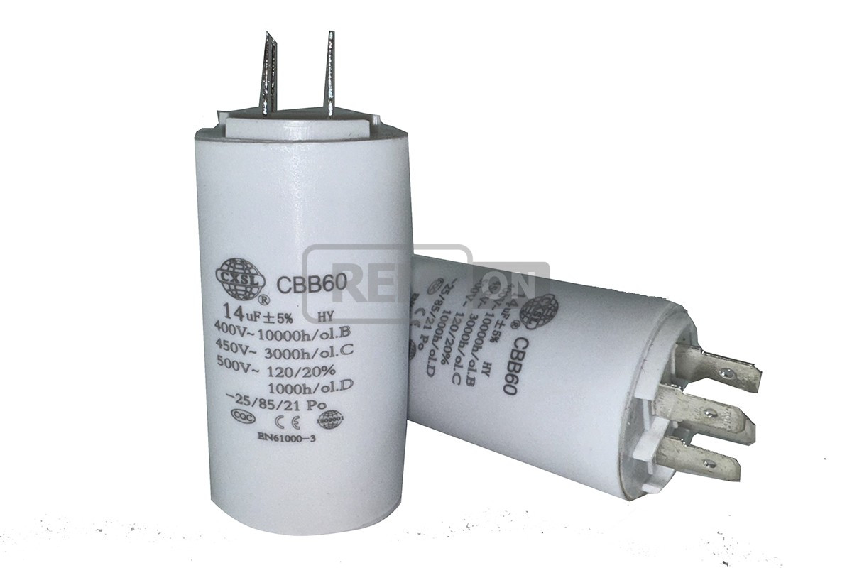 Конденсатор CBB60 14 мкФ 450V, з клемами