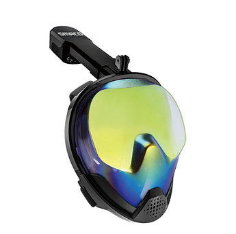 Підводна маска для плавання снорклінгу Smaco на все обличчя, повнолицьова, панорамна, для дайвінгу, чорна L/XL