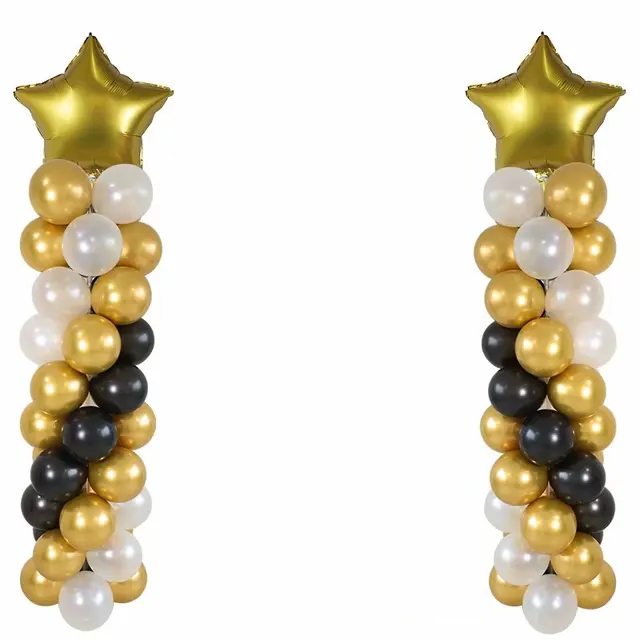 Набір із кульок на підставці Колони з зірками | Чорний золото