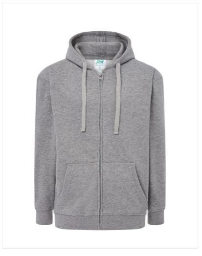 Чоловічий реглан (толстовка) на блискавці з капюшоном сірий JHK — GMSWUAHOOD
