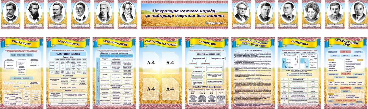 Набір стендів для оформлення кабінету української мови та літератури