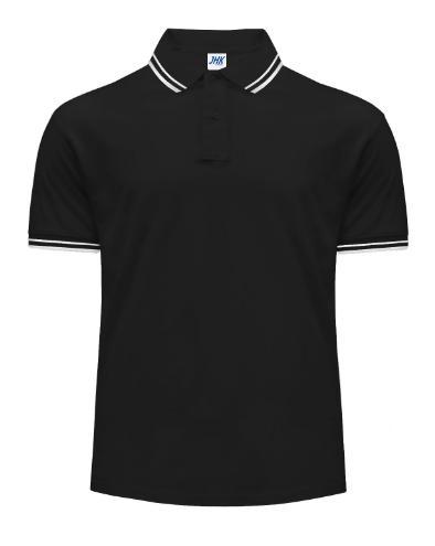 Футболка поло чорна з білим чоловіча - JHK BK- WH-  PORA210 CONTRAST