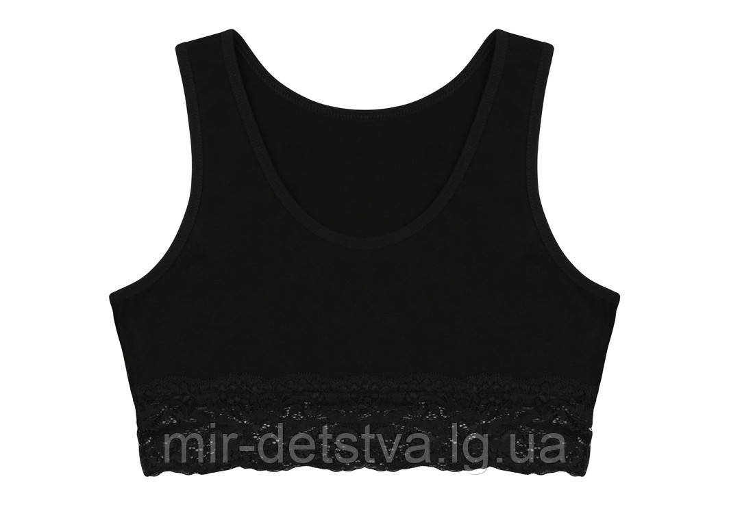 Топік чорний для дівчинки з мереживом ТМ Donella р. 10/11 років (146-152 см)