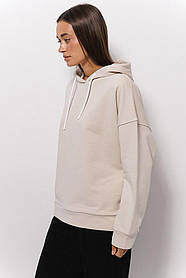 Жіноча базова однотонна толстовка з капюшоном у світло-бежевому кольорі