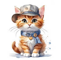 Термоаппликация для одежды детская Котик в кепке