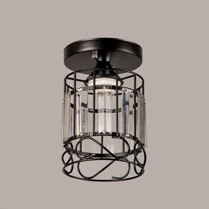 Чорна стельова люстра на одну лампу з кришталевим плафоном D130*H170, фото 1