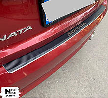 Накладка на бампер с загибом HYUNDAI SONATA VII (2014-2017) (Carbon)