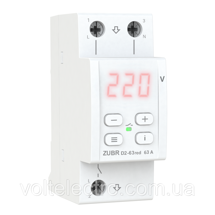 Реле напруги D2-63 RED з термозахистом ZUBR, фото 1