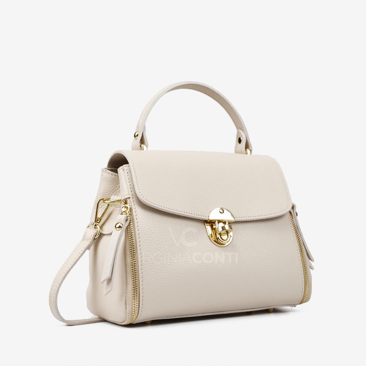 Сумка жіноча шкіряна середнього розміру Virginia Conti 03600 бежева