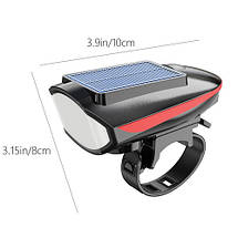 Велофара з сигналом 7599, сонячна батарея, Waterproof, Li-Ion акумулятор, ЗУ Type-C, фото 6