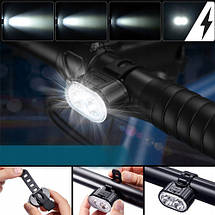 Велокомплект ліхтарів ZH-078-2LED ліхтар + STOP-14SMD, waterproof, Li-Ion акум, ЗУ Type-C, фото 5