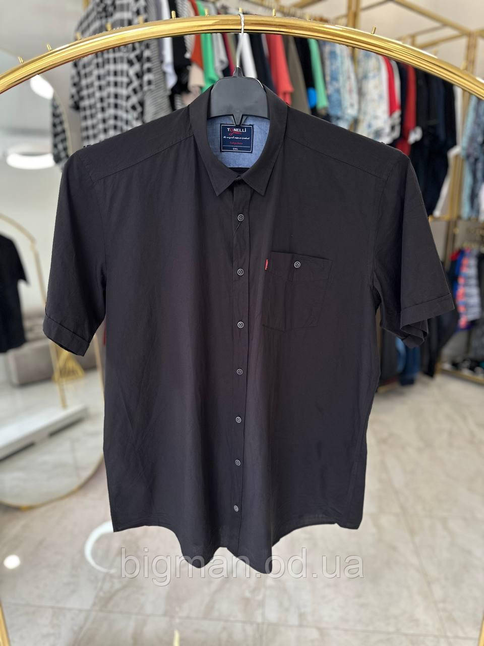 Чоловіча сорочка бавовняна Tonelli 1234 (батал) 2-5XL чорна
