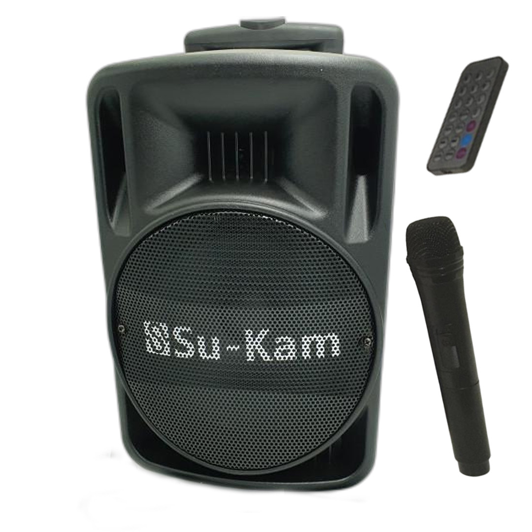 Портативна акустична система з пультом та 1 мікрофоном Su-Kam BT 100D Bluetooth колонка 150W, фото 1