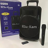 Портативна акустична система з пультом та 1 мікрофоном Su-Kam BT 100D Bluetooth колонка 150W, фото 3