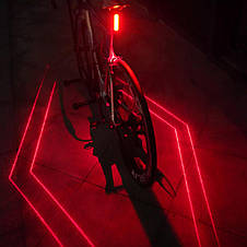 Велоліхтар LEADBIKE LD77-LS-4LED з лазерною розміткою, waterproof, Li-Ion акум, ЗУ Type-C, фото 3