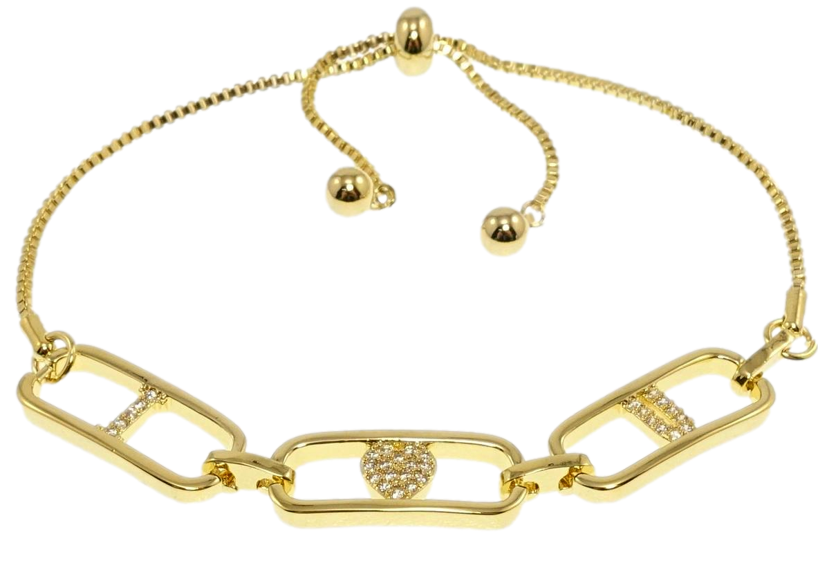 Браслет Xuping QQMM Позолота 14K "Ланцюжок із вставкою I Love You" на бігунку 12-22см х 1мм