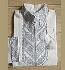 Дитяча вишиванка для хлопчика "Михайлик" молочний льон, дитяча вишита сорочка, фото 6