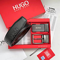 Чоловічий подарунковий набір (ремінь з двома пряжками) H.Boss (219)