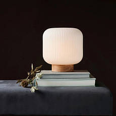 Настільна лампа 1 патрон Е27 дерево/скло біле 20х21.5 см, фото 4