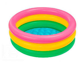 Басейн Intex Райдуга – дитячий надувний круглий басейн для ігор влітку і відпочинку на дачі топ