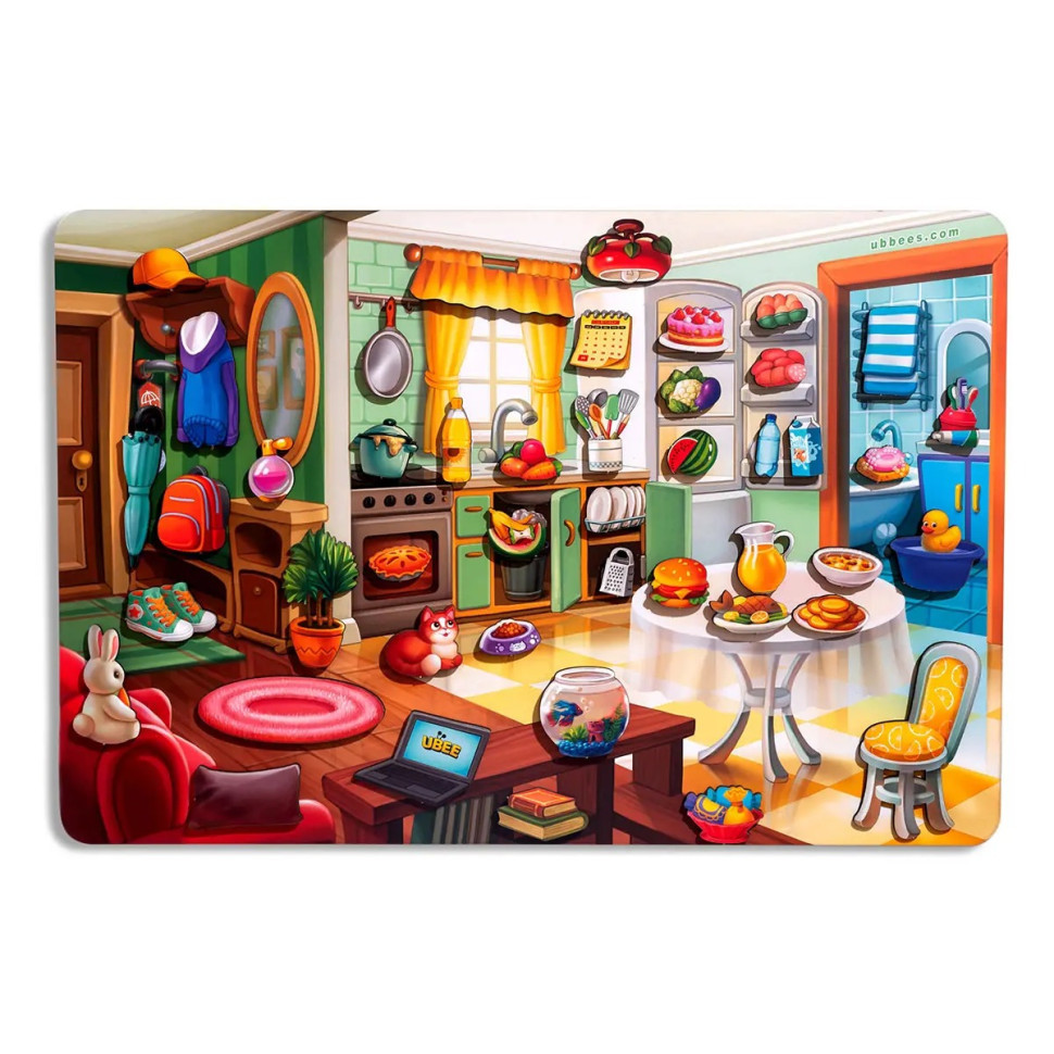 Дерев'яний пазл-вкладиш "Наведи лад у кімнаті та нагодуми Ваню" (ПСД271) PSD271, фото 1