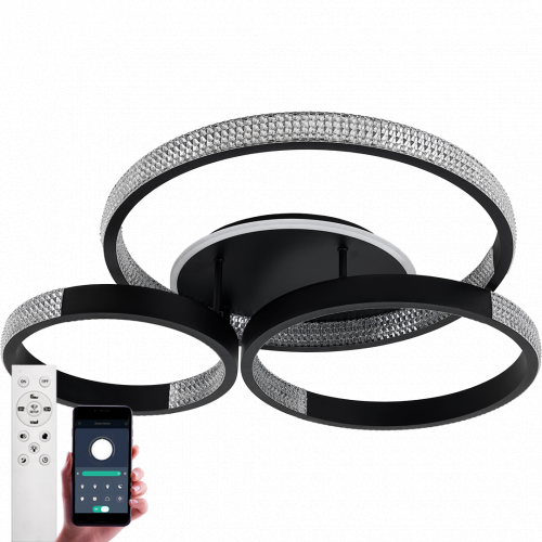 Світильник стельовий світлодіодний LUMINARIA AKRILIKA ROUND 100W 4R BLACK 3000-6500К 9500Лм 800х690х115мм