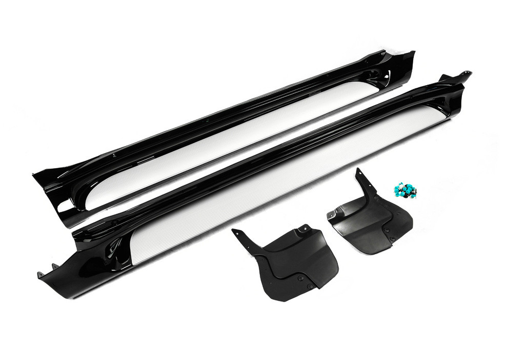 Бокові пороги GX-style (2 шт., алюміній) Чорний колір (сіра підніжка) для Toyota Land Cruiser Prado 150, фото 1