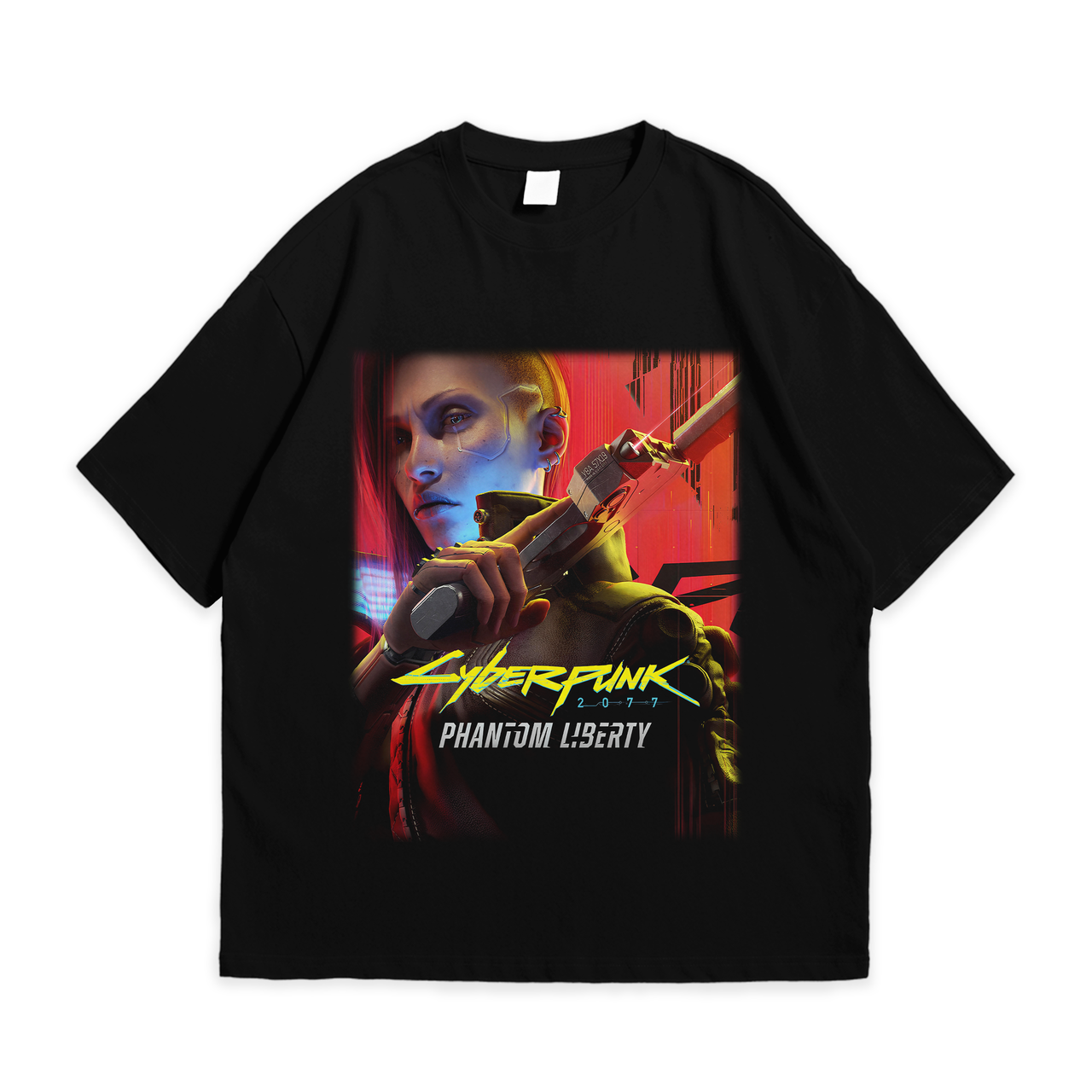 Футболка з принтом Cyberpunk 2077 Phantom Liberty Кіберпанк 2077 Фантомна свобода S Чорний