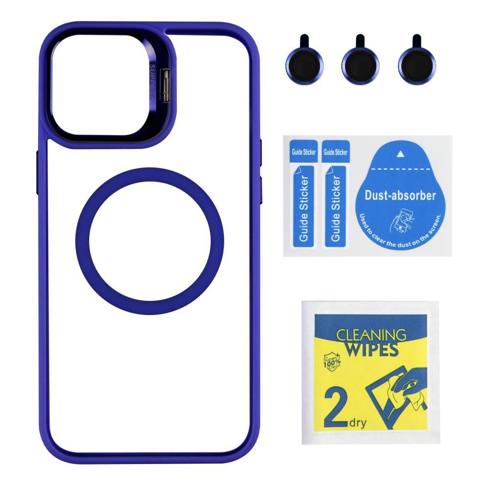 Чехол TPU+PC+Metal Stand Case with MagSafe and Camera Lenses для iPhone 13 Pro Max Цвет Dark Blue, фото 1