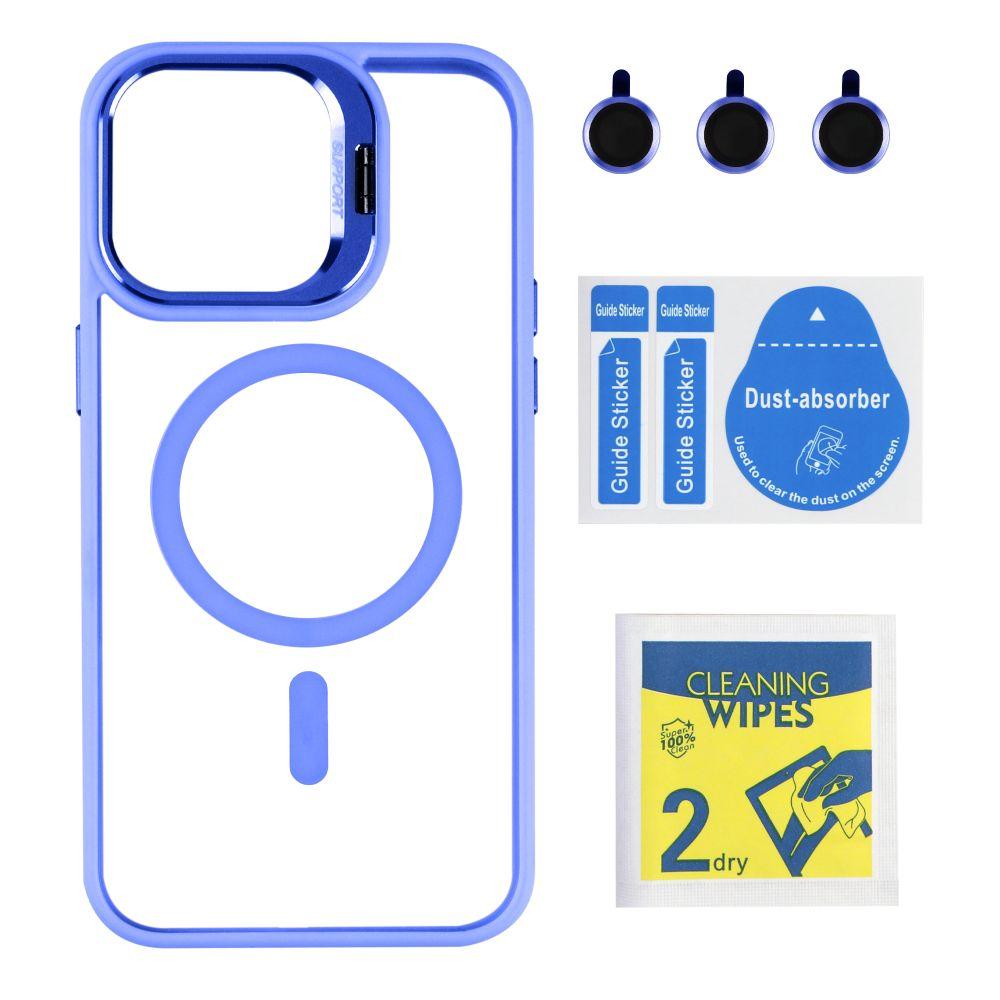 Чехол TPU+PC+Metal Stand Case with MagSafe and Camera Lenses для iPhone 14 Pro Max Цвет Blue, фото 1