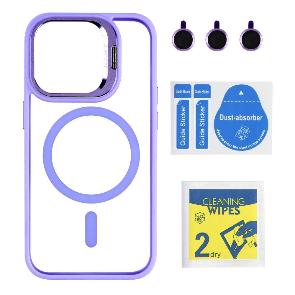 Чехол TPU+PC+Metal Stand Case with MagSafe and Camera Lenses для iPhone 13 Pro Цвет Purple, фото 1