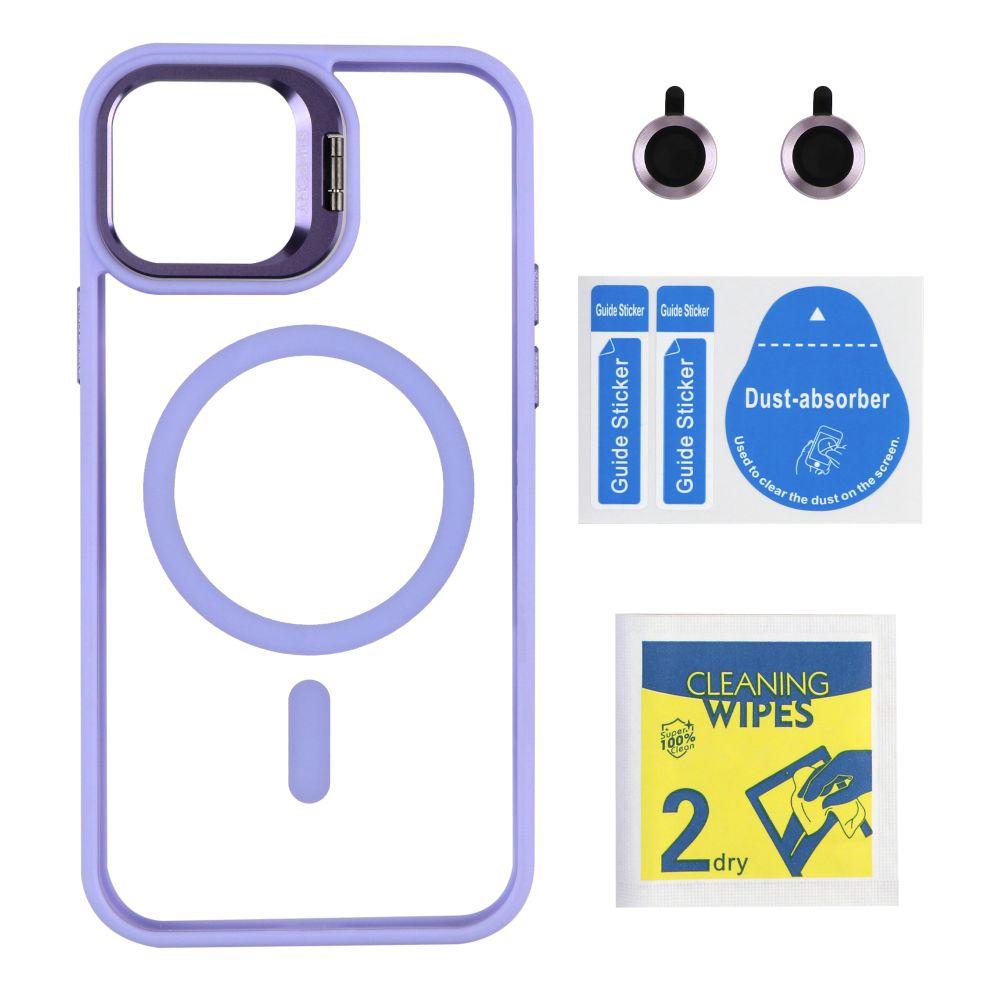 Чехол TPU+PC+Metal Stand Case with MagSafe and Camera Lenses для iPhone 13 Цвет Purple, фото 1