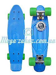 Скейтборд/скейт Penny Board (Пенніборд фіш) Fishskateboards: блакитний/салатовий, до 80 кг