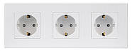 Потрійна розетка (3 гнізда) 1DAL | Білий з З/К + Шторки (P228-STX3.WT), фото 2