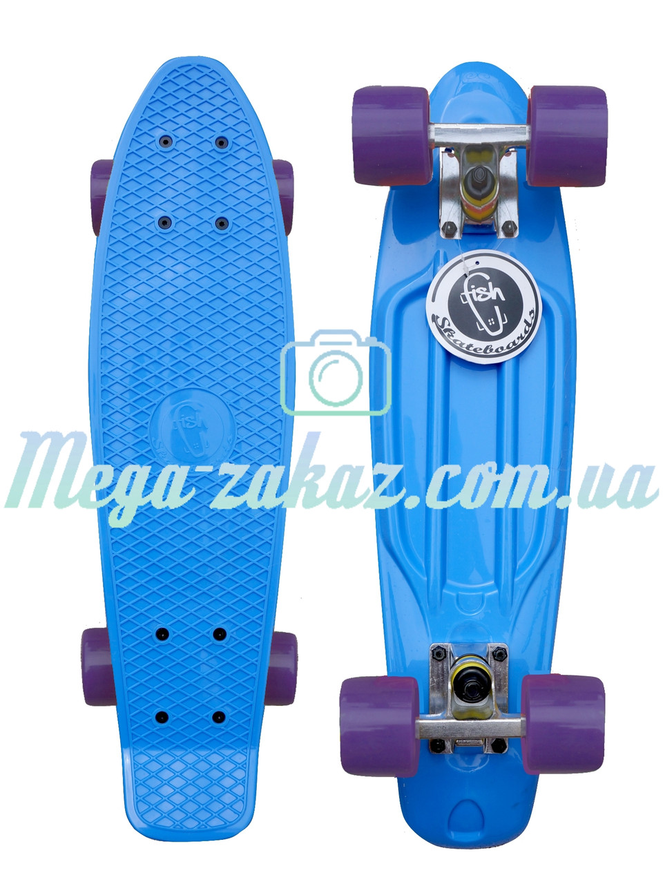 Скейтборд/скейт Penny Board (Пенніборд фіш) Fishskateboards: блакитний/фіолетовий, до 80 кг