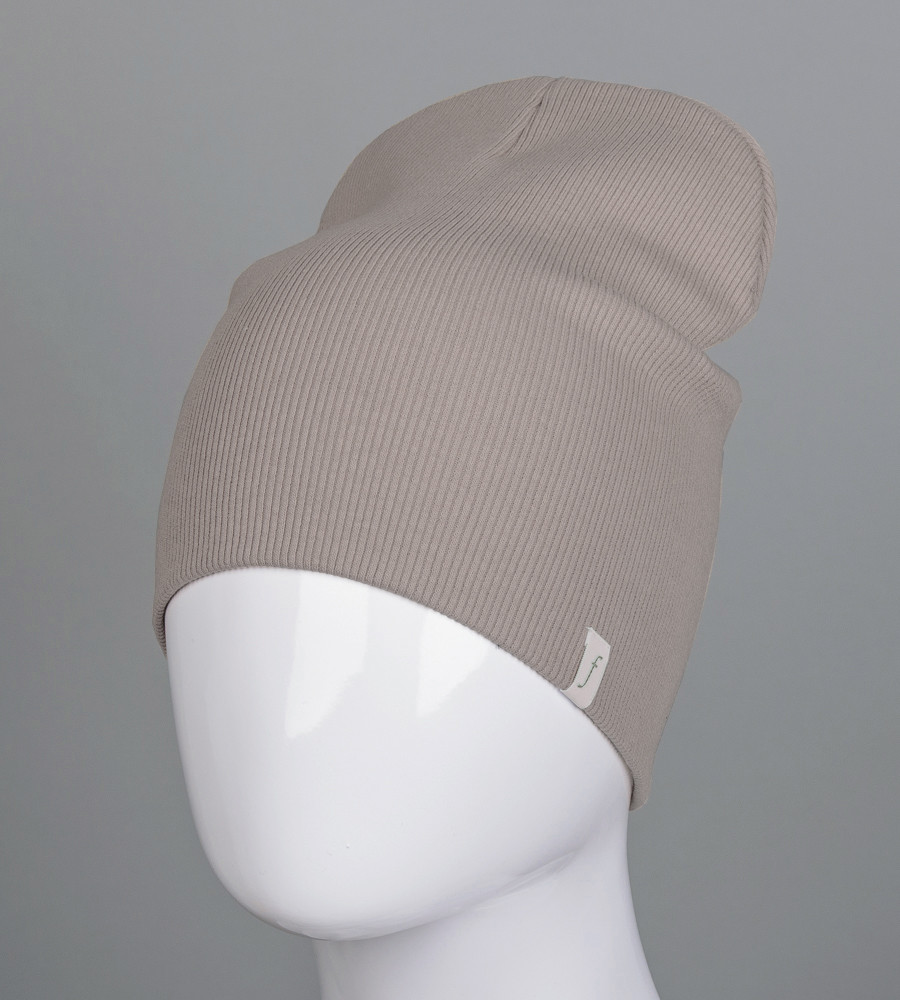 Трикотажна шапка Рубчик без закота (20217), Капучино, фото 1