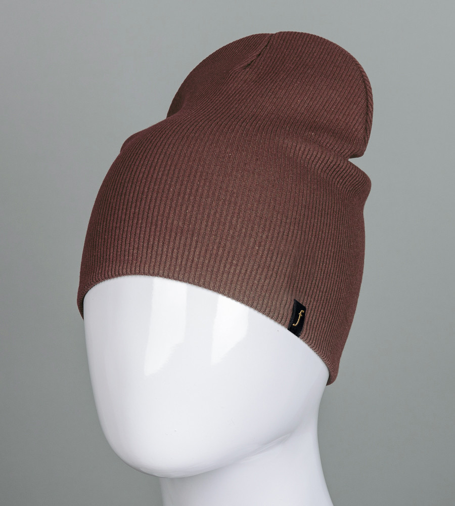 Шапка трикотажна Рубчик без відвороту (20217), Мокко, фото 1