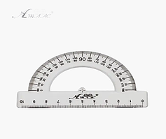 Транспортир пластиковий прозорий для креслення Атлас 10 см AS-0602