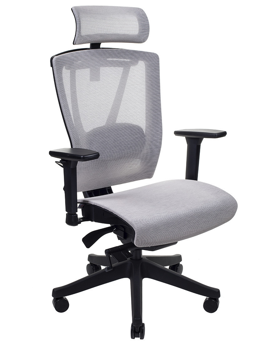 КРІСЛО КОМП'ЮТЕРНЕ З ПІДГОЛІВНИКОМ ENRANDNEPR ERGO CHAIR 2 MESH BLACK Бежеве