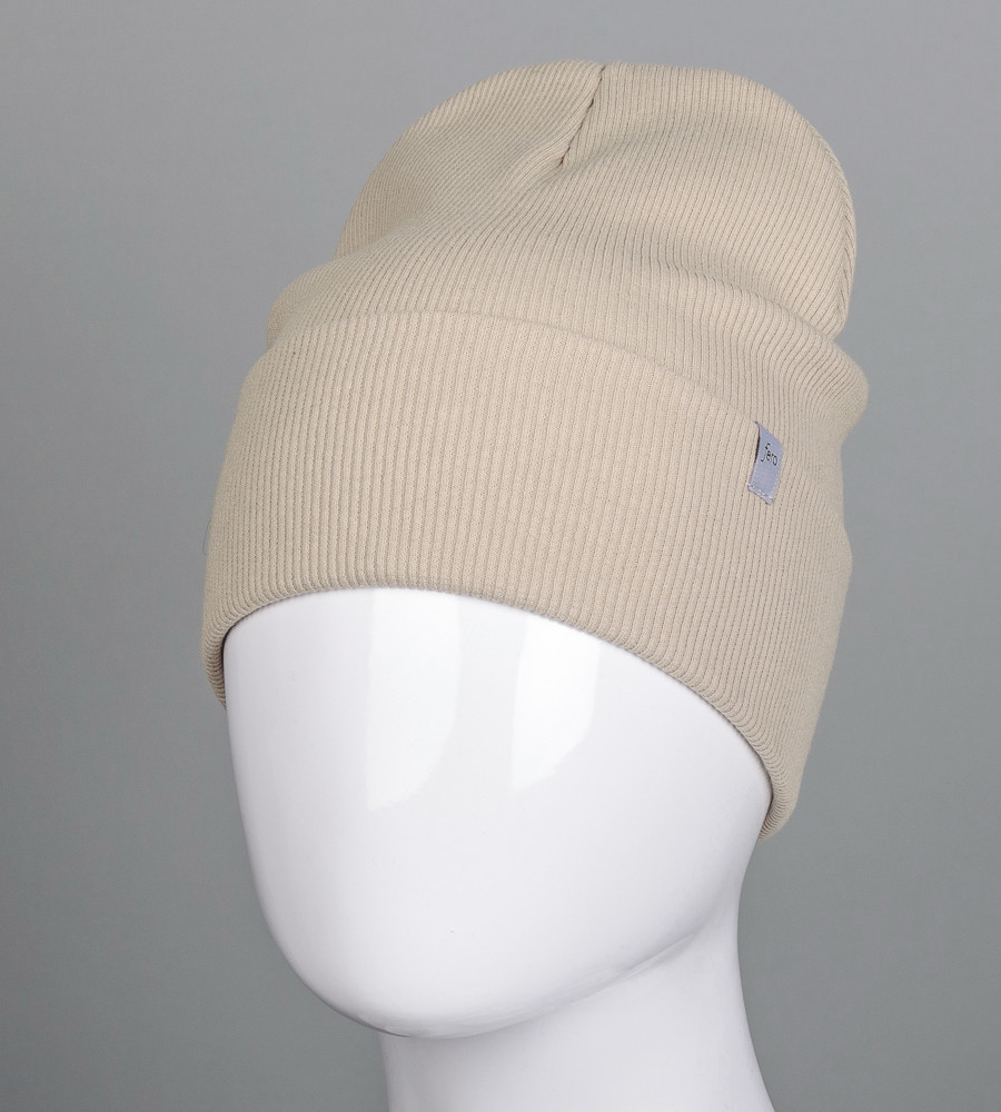 Шапка Рубчик з відворотом FERO (20216), Льон, фото 1