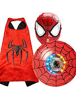 Детский костюм спайдермен плащ человек паук светодиодная маска и щит для детей 3 - 10 лет марвел косплей