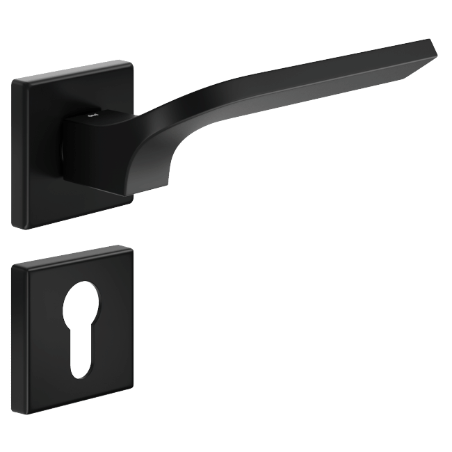 Ручка DND JOY 02, VIS-квадрат з накладкою під циліндр, чорний (к-т)