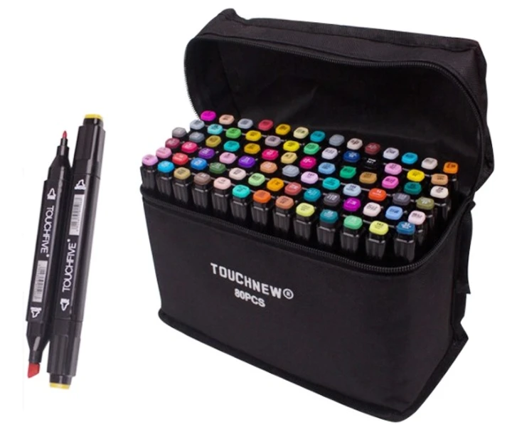 Маркери TOUCH Sketch Marker Black 80 шт. різнобарвні + сумка