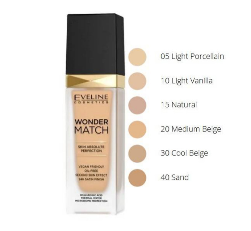 Основа тональна Eveline Wonder Match №30 COOL BEIGE 30мл (5903416017776)