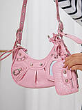 Жіноча сумка крос-боді рептилія рожева, фото 10